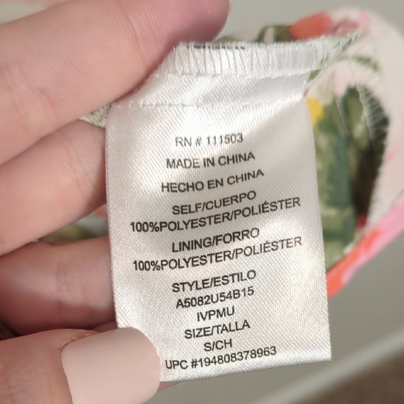 Lily Rose cream colorful floral bustier midi dress faux shoulder tie straps - Picture 7 of 10